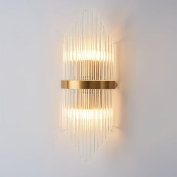 Contemporary Creative Glass Rod 2-Light Indoor Wall Sconce Vanity Light Metal in Gold